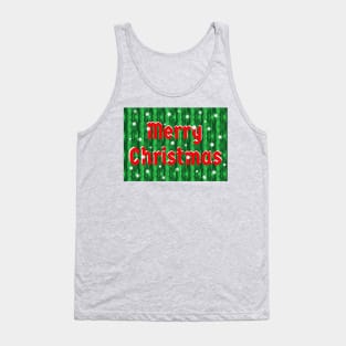 Merry Christmas with Falling Snow and Red and White Letters Tank Top